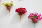 Tomar, Portugal. Pots of colorful flowers blooming in the summer on the street. Art Print